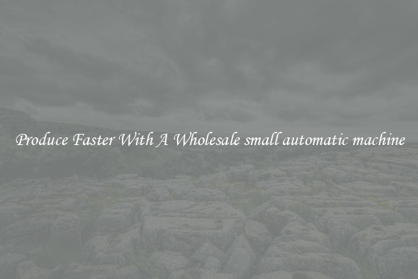 Produce Faster With A Wholesale small automatic machine