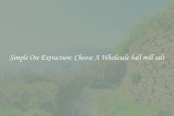 Simple Ore Extraction: Choose A Wholesale ball mill salt